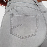 Pantalón de Mezclilla Ajustado Tiro Alto Con Stretch Madrid Booty Lifting - Gris
