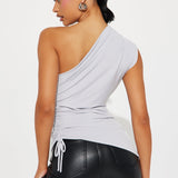 Camisa Top Alaia One Shoulder - Gris