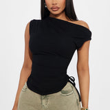 Camisa Top Vera One Shoulder - Negro