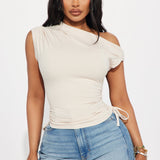 Camisa Top Vera One Shoulder - Beige