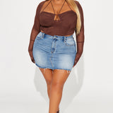 Camisa Top Melanie Mesh Corset - Café