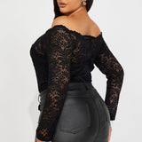 Pantiblusa Katie Lace Off Shoulder - Negro