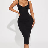 Vestido Midi Rasgado Brenda - Negro