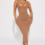 Vestido Midi Rasgado Brenda - Gris Pardo