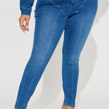 Pantalón De Mezclilla Maison Skinny - Deslavado Oscuro