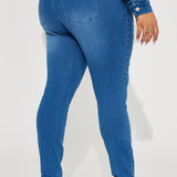 Pantalón De Mezclilla Maison Skinny - Deslavado Oscuro