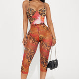 Mallas That's Hot Mesh Capri - Rojo/Combinado