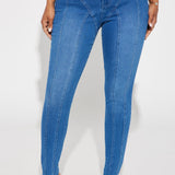 Pantalón De Mezclilla Maison Skinny - Deslavado Oscuro
