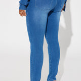 Pantalón De Mezclilla Maison Skinny - Deslavado Oscuro