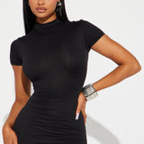 Vestido Midi Wherever You Wander Mock Neck - Negro
