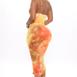 Vestido Midi Desteñido Good As Always - Naranja/Combinado
