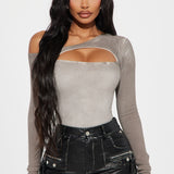 Camisa Top Don't Wait Up One Shoulder - Moca