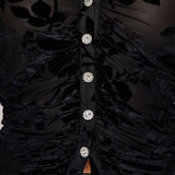 Camisa Top Evalynn Velvet - Negro