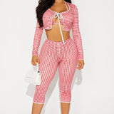 Mallas Sweet Talking Gingham Capri - Red/White