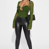Camisa Top Melanie Mesh Corset - Oliva