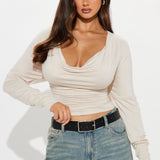 Camisa Top Raylene Cowl Neck - Beige
