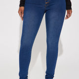 Pantalón De Mezclilla Show It Off Stretch Skinny - Deslavado Oscuro