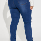 Pantalón De Mezclilla Show It Off Stretch Skinny - Deslavado Oscuro