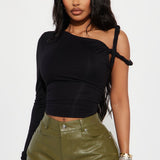 Top De Manga Larga Kendra One Shoulder - Negro