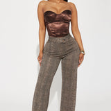 Camisa Top Scarlette Satin Corset - Café