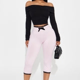 Mallas Valentina Solid Lace Trim Capri - Rosa