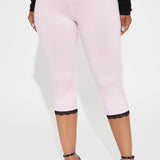 Mallas Valentina Solid Lace Trim Capri - Rosa
