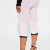 Mallas Valentina Solid Lace Trim Capri - Rosa