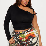 Top De Manga Larga Kendra One Shoulder - Negro