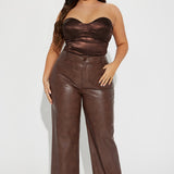 Camisa Top Scarlette Satin Corset - Café