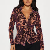 Camisa Top Vivienne Velvet - Brown Combo