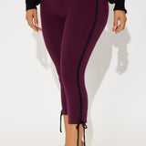 Mallas Lana Striped Capri - Vino/Combo