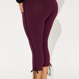 Mallas Lana Striped Capri - Vino/Combo
