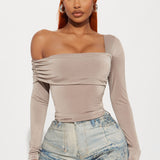 Camisa Top Kinsley Off Shoulder - Moca