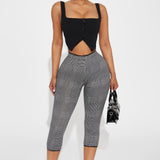 Mallas Jazlyn Houndstooth Capri - Blanco Negro