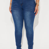 Pantalón De Mezclilla Ajustado Con Stretch Vibe Check Curvy - Deslavado Oscuro