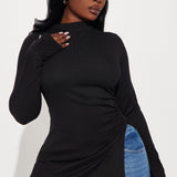 Camisa Top Harmony Ribbed - Negro