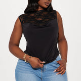 Camisa Top Make You Mine Lace - Negro