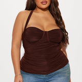 Camiseta Sin Mangas Just A Feeling Ruched - Chocolate