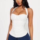 Camiseta Sin Mangas Just A Feeling Ruched - Blanco
