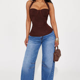 Camiseta Sin Mangas Just A Feeling Ruched - Chocolate
