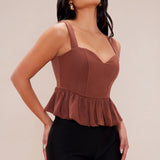 Camisa Top Valerie Peplum Corset - Chocolate