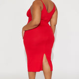 Vestido Midi Rasgado Brenda - Rojo