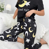 Conjunto de pijama con estampado de luna y estrella