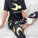 Conjunto de pijama con estampado de luna y estrella