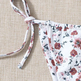 Banador bikini con cordon lateral floral