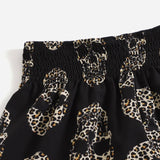LUNE Shorts de leopardo estampado de esqueleto con fruncido