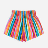 VCAY Shorts de rayas de color combinado de cintura fruncido