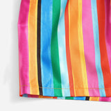VCAY Shorts de rayas de color combinado de cintura fruncido