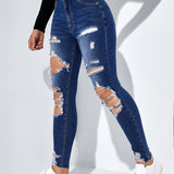 ICON Jeans ajustados con abertura desgarro bajo crudo