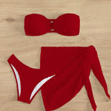 Banador bikini bandeau vinculado con aro con falda de playa